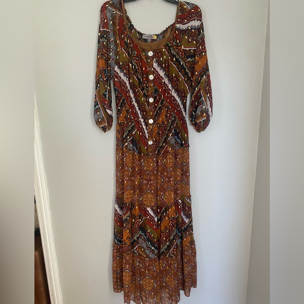 Anthro Figueroa & Flower Boho Floral Print Tiered Dress